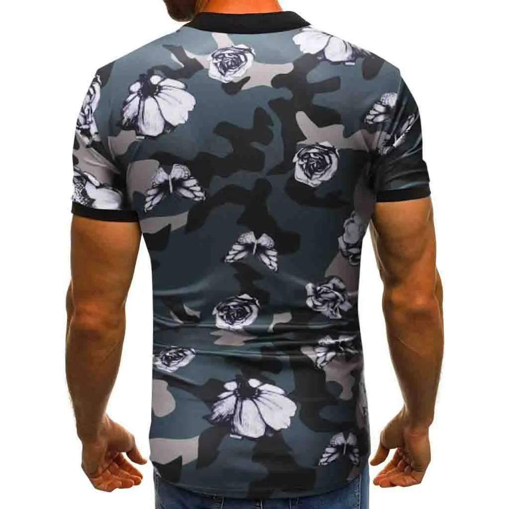 Polo Shirts Men Desiger Flower Short