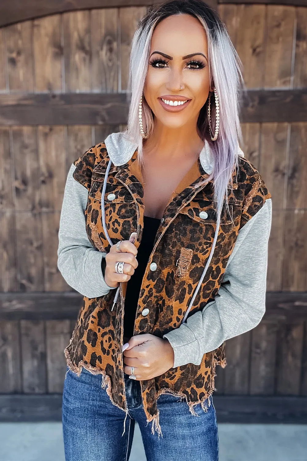 Ripped Hooded Denim Jacket