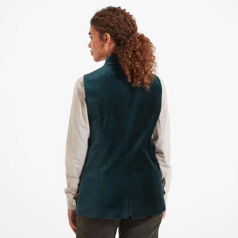 Schoffel Nehru Ladies Velvet Waistcoat - Kingfisher