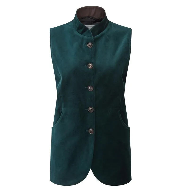 Schoffel Nehru Ladies Velvet Waistcoat - Kingfisher