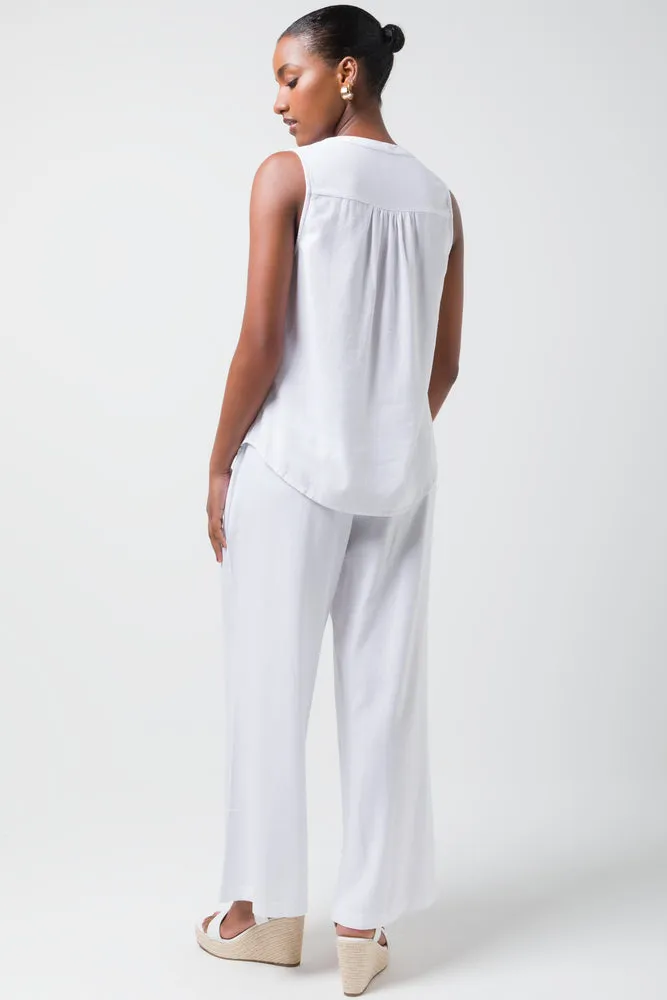 Sleeveless Shirt Linen White