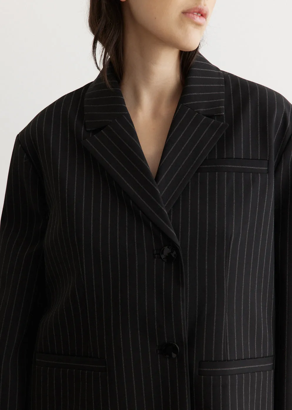 Stretch Stripe Oversized Blazer