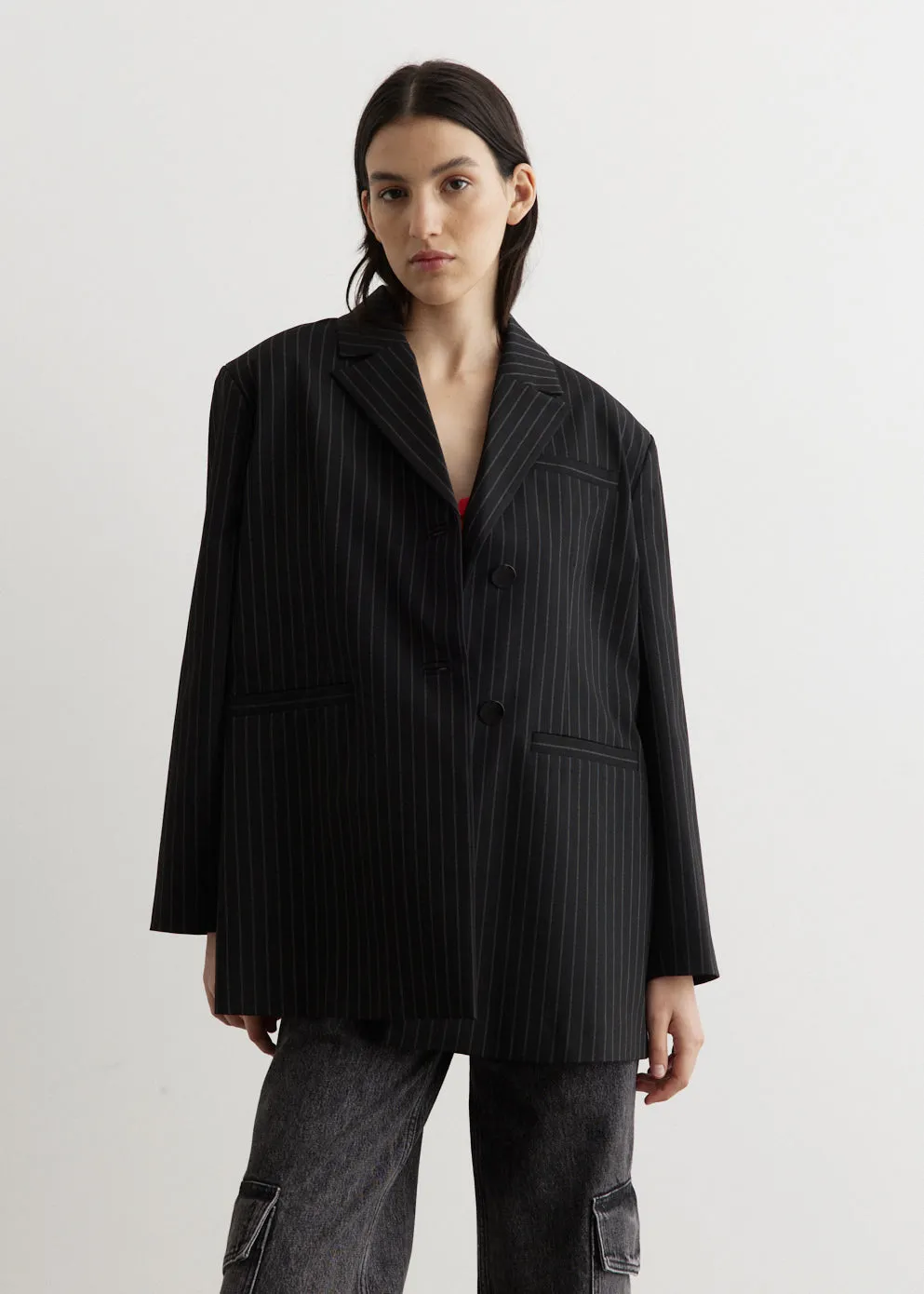 Stretch Stripe Oversized Blazer