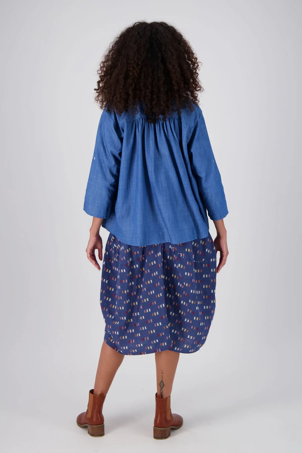 Telegraph Milwaukee Skirt Blue in Woven Cotton