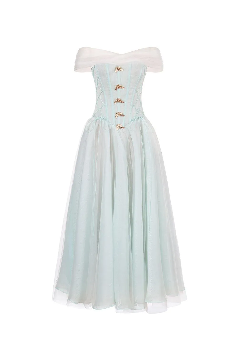 The Ocean Fit and Flare Corset Waist Chiffon Midi Dress