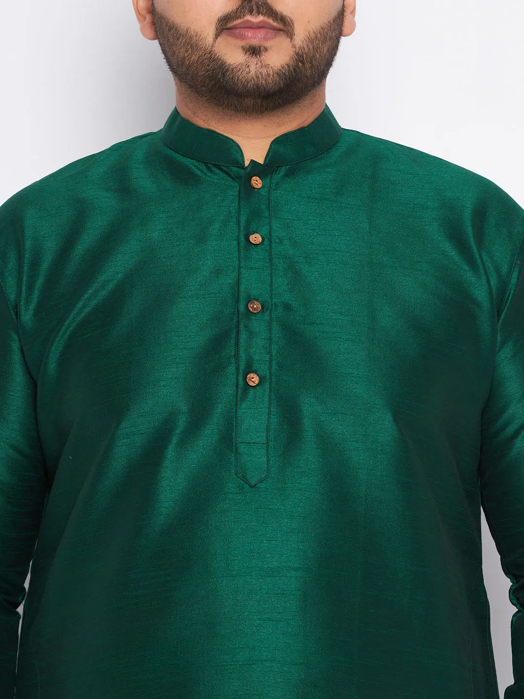 Vastramay Green Silk Blend Men's Kurta Set