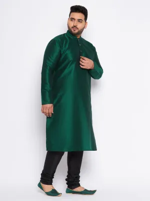 Vastramay Green Silk Blend Men's Kurta Set