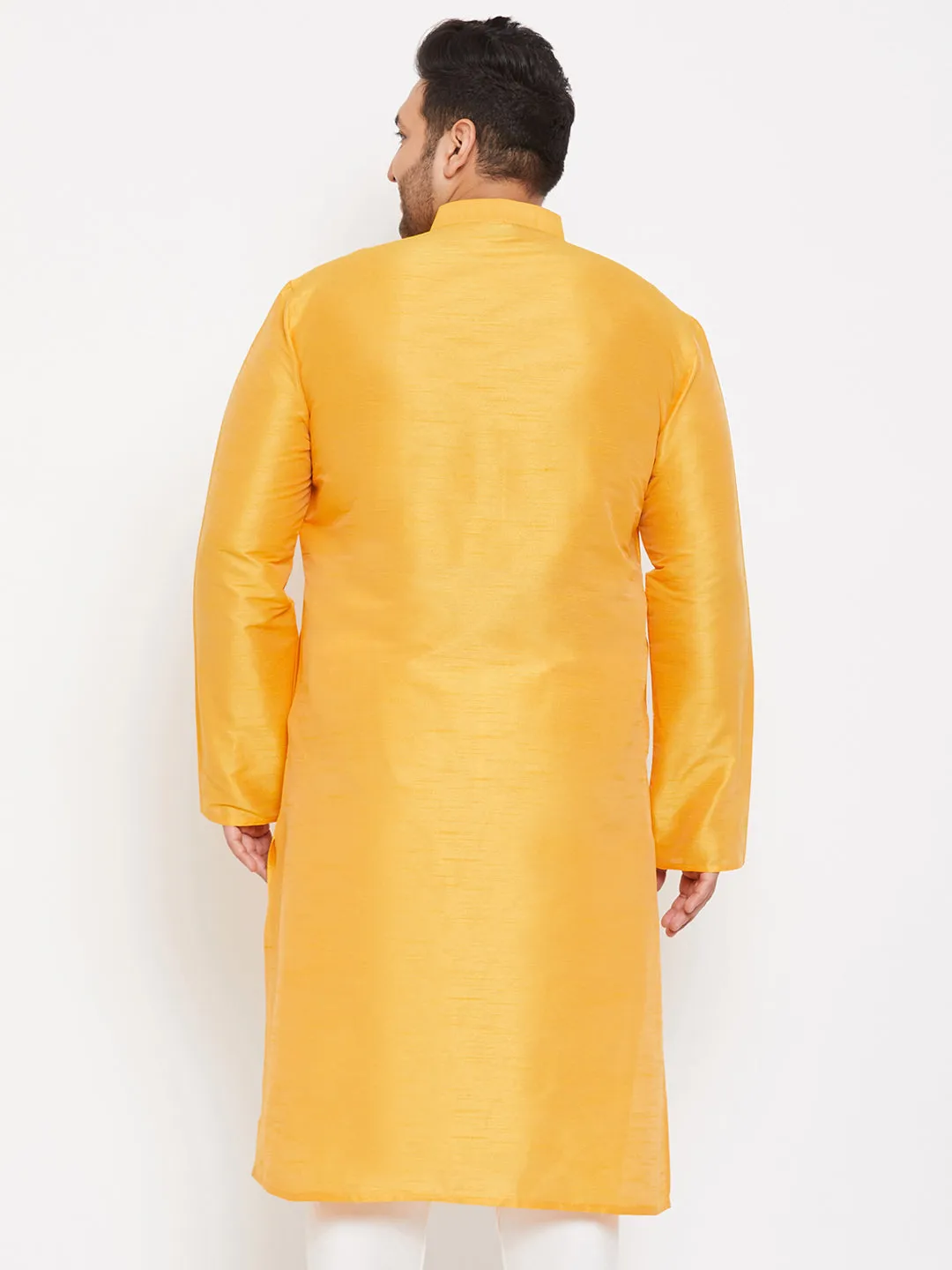 VASTRAMAY Yellow Silk Blend Men's Kurta