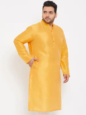 VASTRAMAY Yellow Silk Blend Men's Kurta