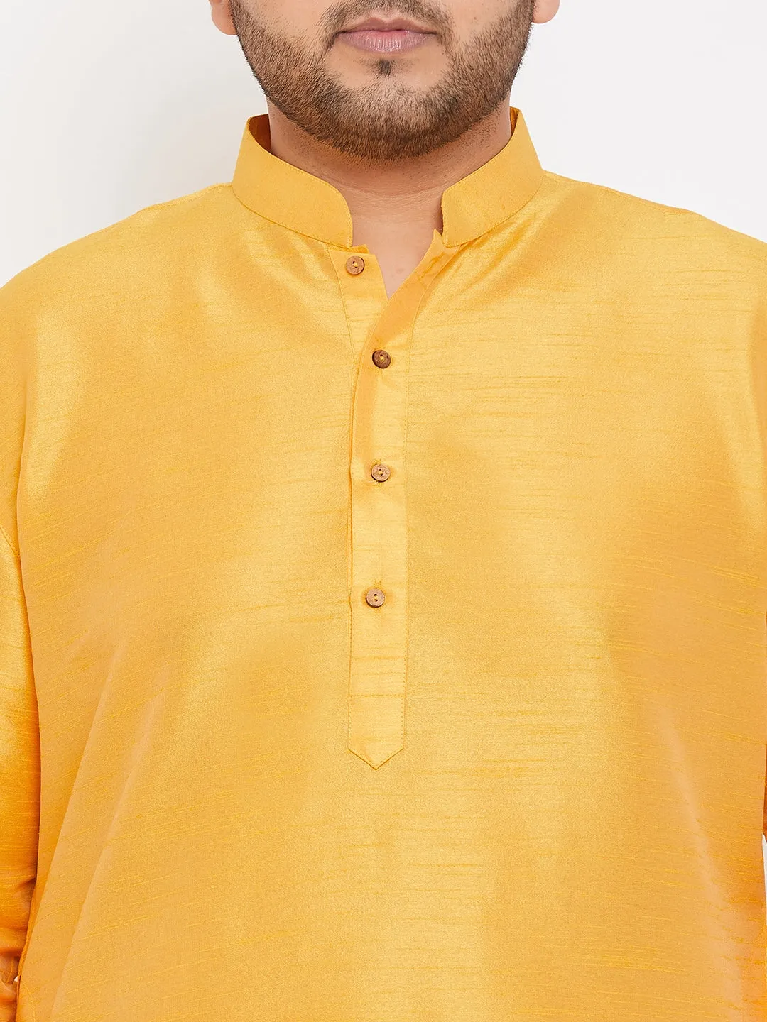 VASTRAMAY Yellow Silk Blend Men's Kurta