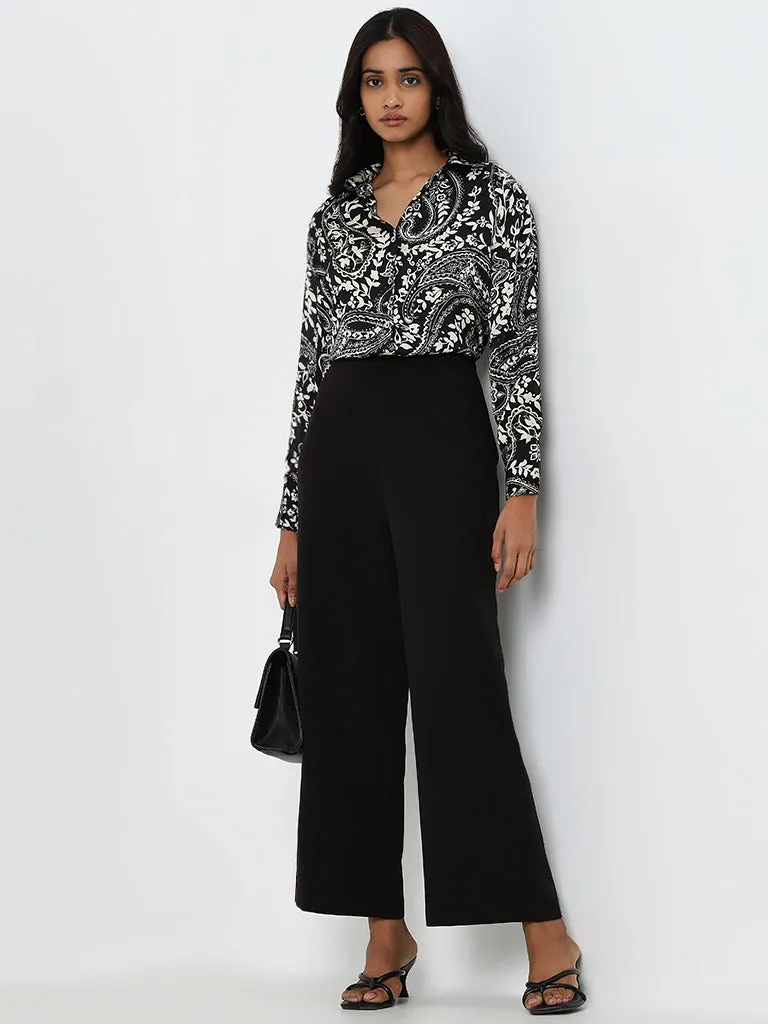 Wardrobe Black Leaf Printed Shirt