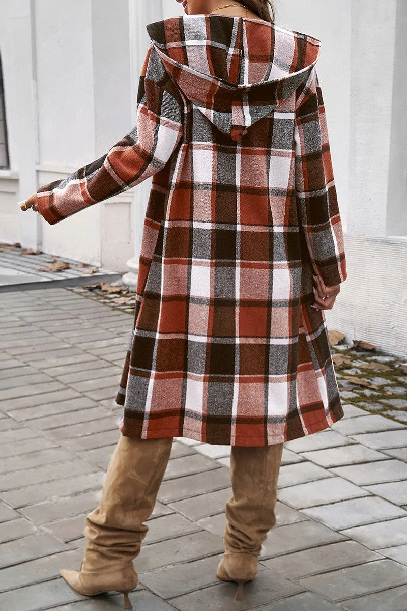 Warm Plaid Trails Hooded Shirt Jacket