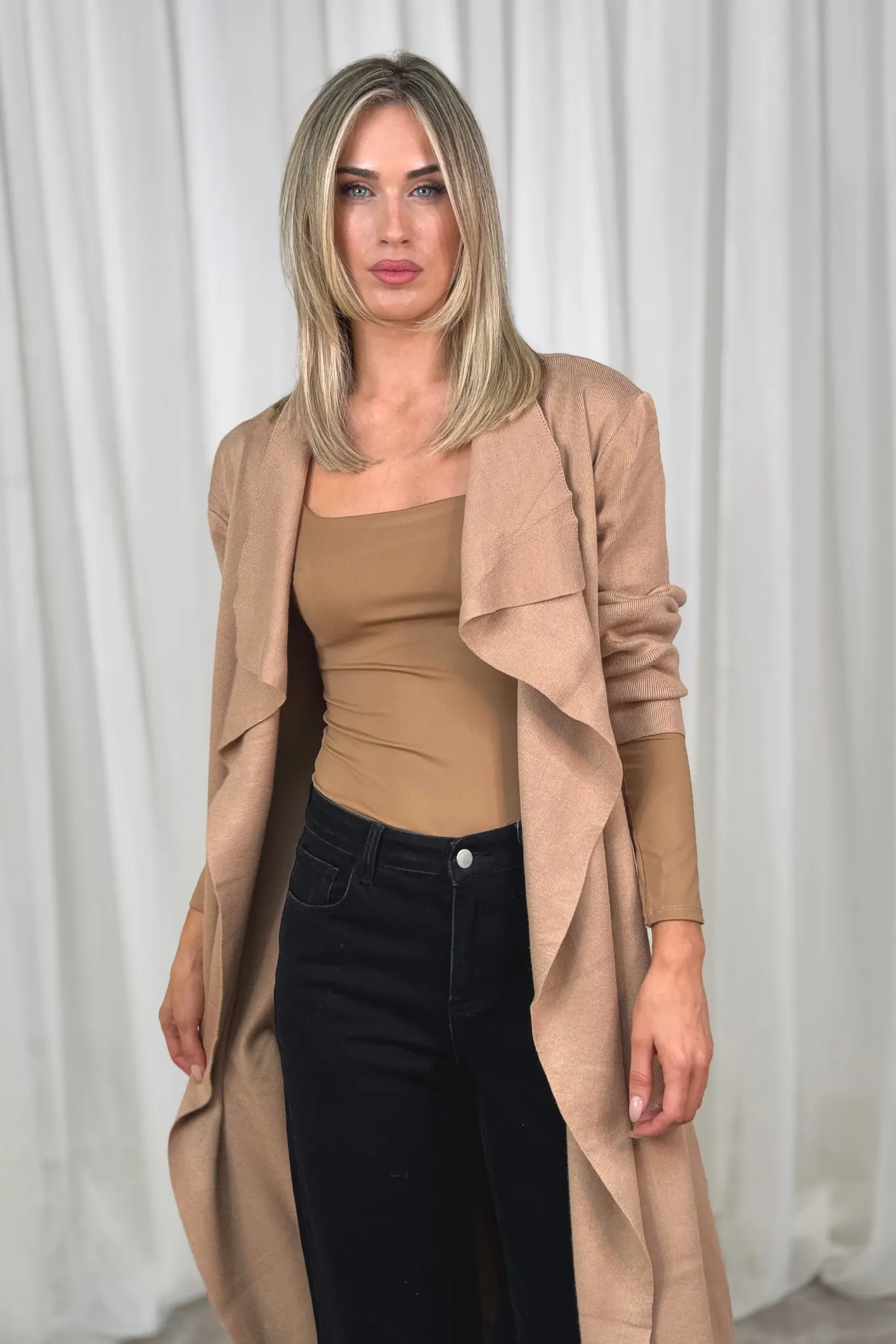 Willow Longline Jacket In Camel