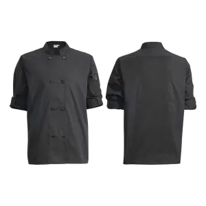 Winco UNF-12KL Ventilated Chef Jacket, Roll-Tab Sleeve, Black, L