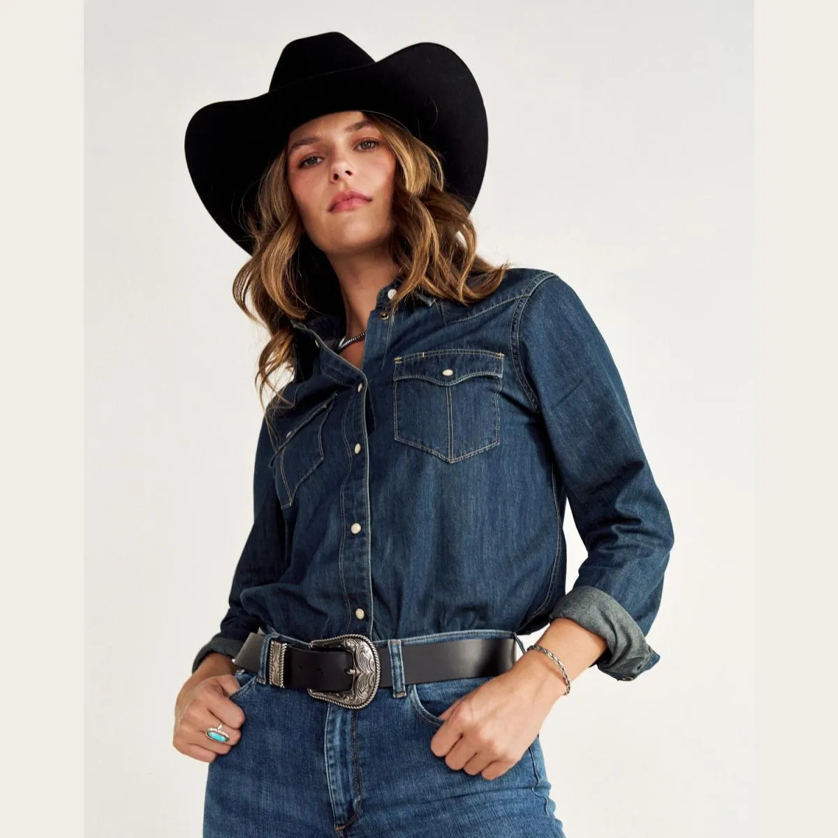 Women's Denim Pearl Snap